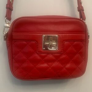 DKNY red genuine leather small crossbody bag